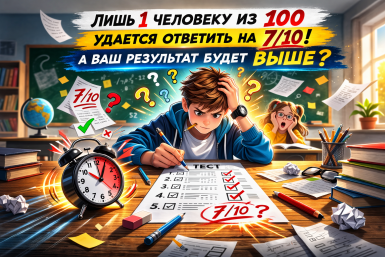Лишь 1 человеку из 100 удается ответить на  7/10, а ваш результат будет выше? - Тест