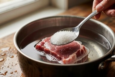 1 ст. ложка в воду - и мясо разморозится за 10 минут: горячая вода не нужна - хитрость шеф-повара