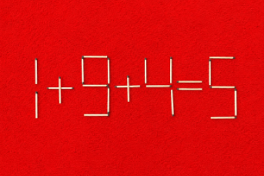 Решите 1+9+4=5. Просто одна спичка не на своем месте - сдвиньте!