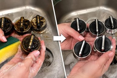 2 капли на ватку — и засаленные ручки плиты снова блестят: хоть на выставку отправляй, светятся в темноте