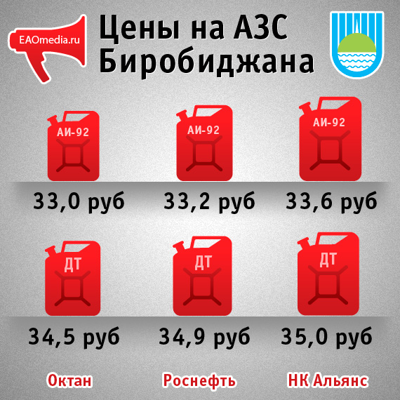 цены на топливо на АЗС Биробиджана, Инфографика