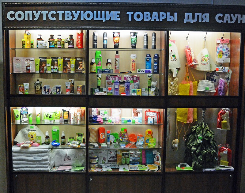 В широком ассортименте - сопутствующие товары для саун
