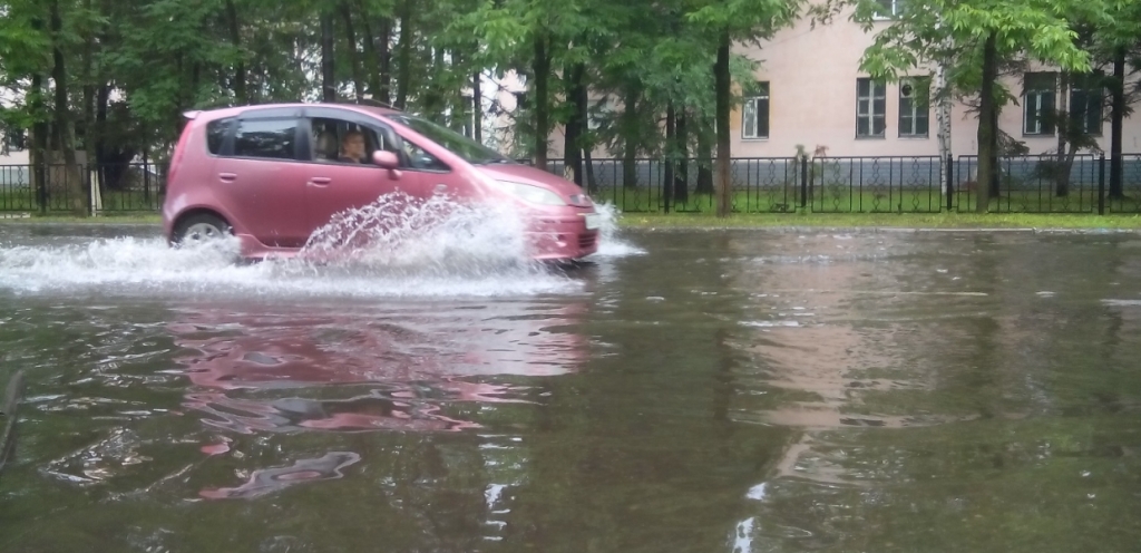 Биробиджан после мощного ливня