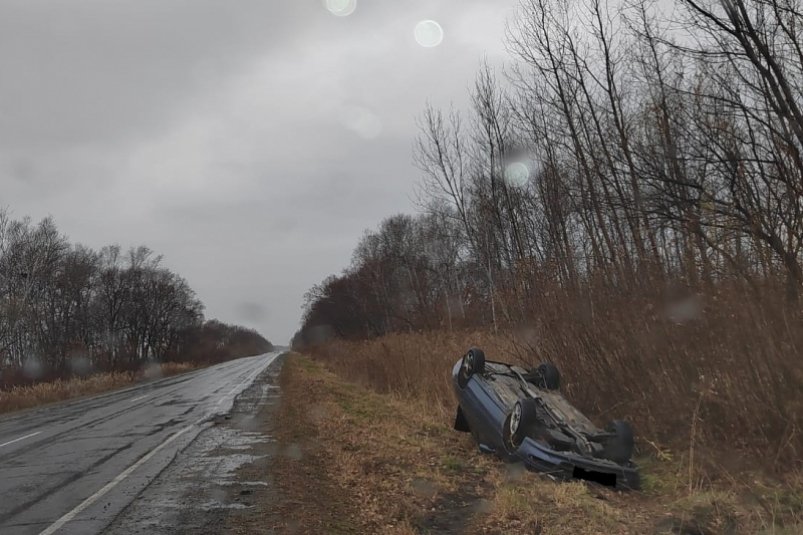 Улетел в кювет, перевернулся и покинул место ДТП водитель иномарки в ЕАО